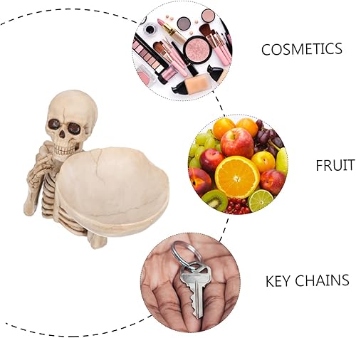 Miniatura 4 de Bandeja de almacenamiento de calavera, decoración de Halloween, material de resina, forma de esqueleto vívido