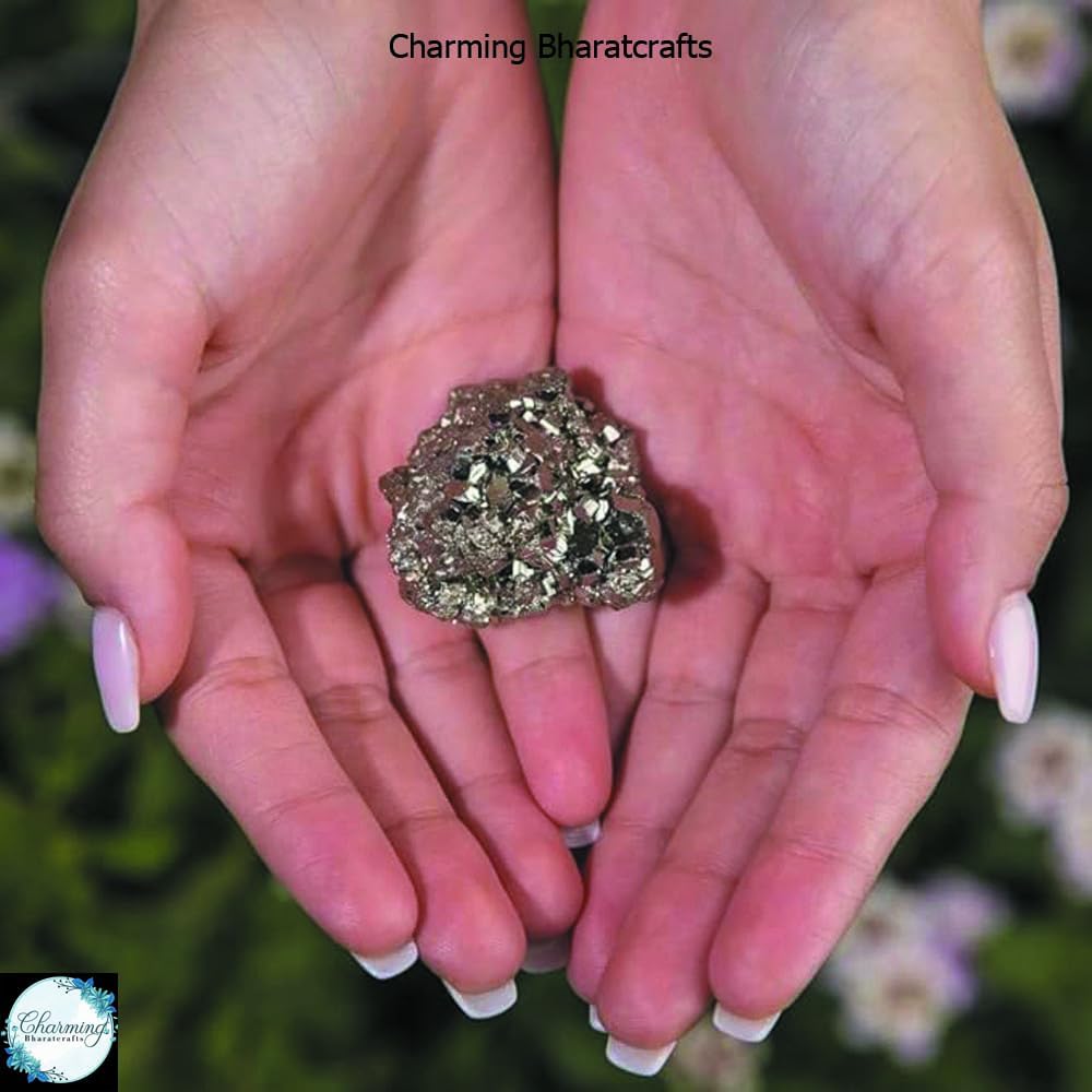 Pyrite Stone Cluster with High Energy Natural Iron Pyrite Stone Gold Rock Reiki Pyrite Crystal Used for Increased Willpower and Manifestation Piedra Pirita..