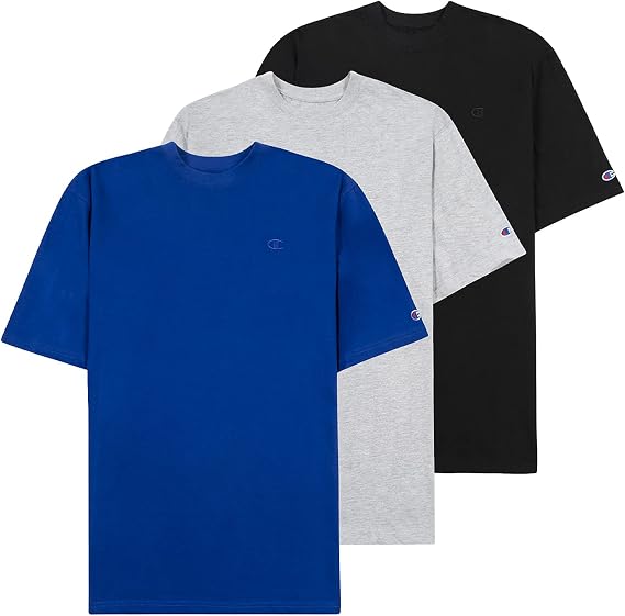 Champion Big and Tall Shirts for Men 3 Pk 100% Cotton Men Big and Tall T-Shirt
