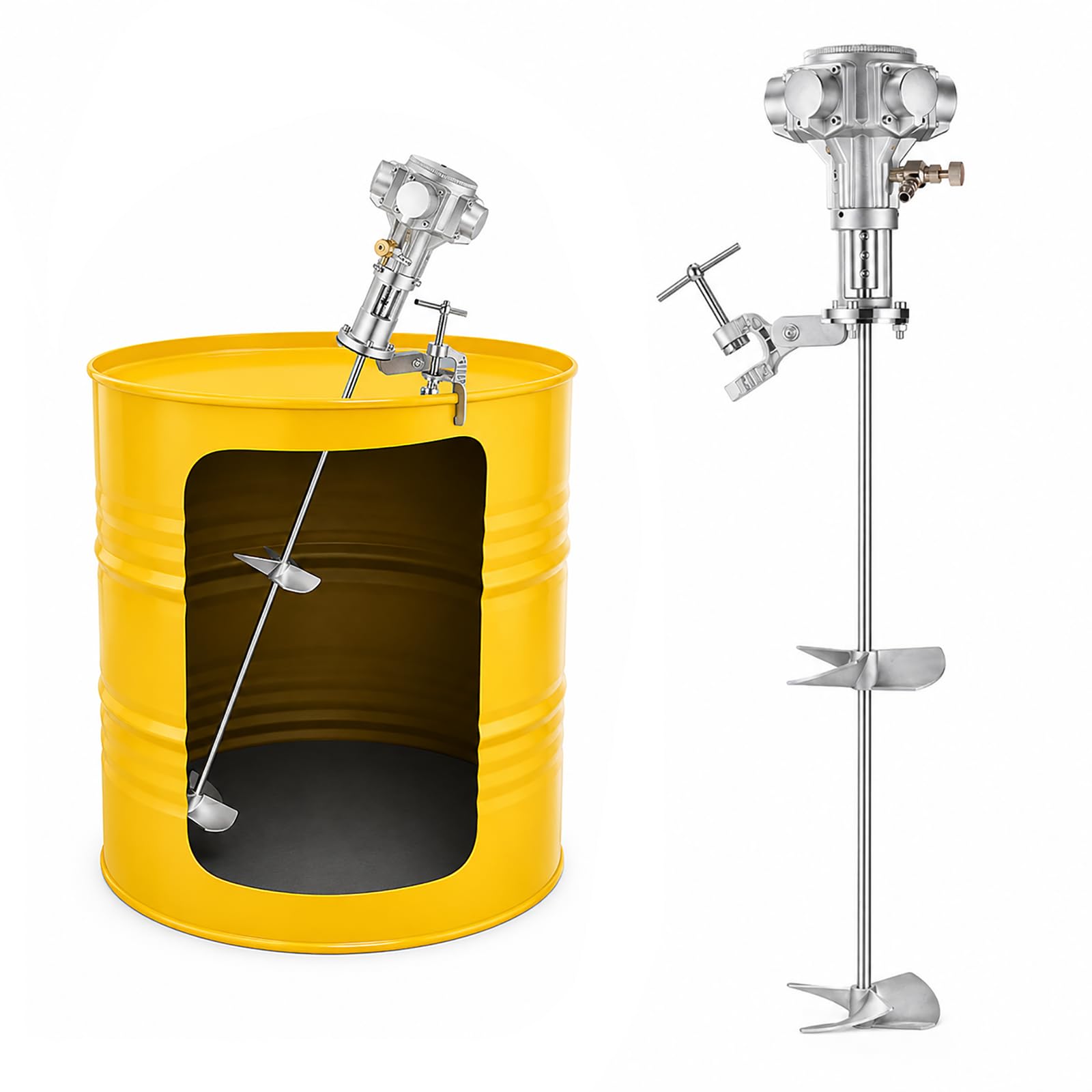 Agitador Neumático para Bidón, Mezclador Industrial de Pintura con Velocidad Ajustable para Químicos Resina y Pegamento 100gallon