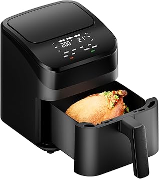 DEIME Air Fryer 3 Qt, Small Airfryer Digital Space Saving Compact, Bake, Reheat, Roasts for Quick Easy Meals, Mini Compact & Quiet, Nonstick & Dishwasher Safe Basket Black