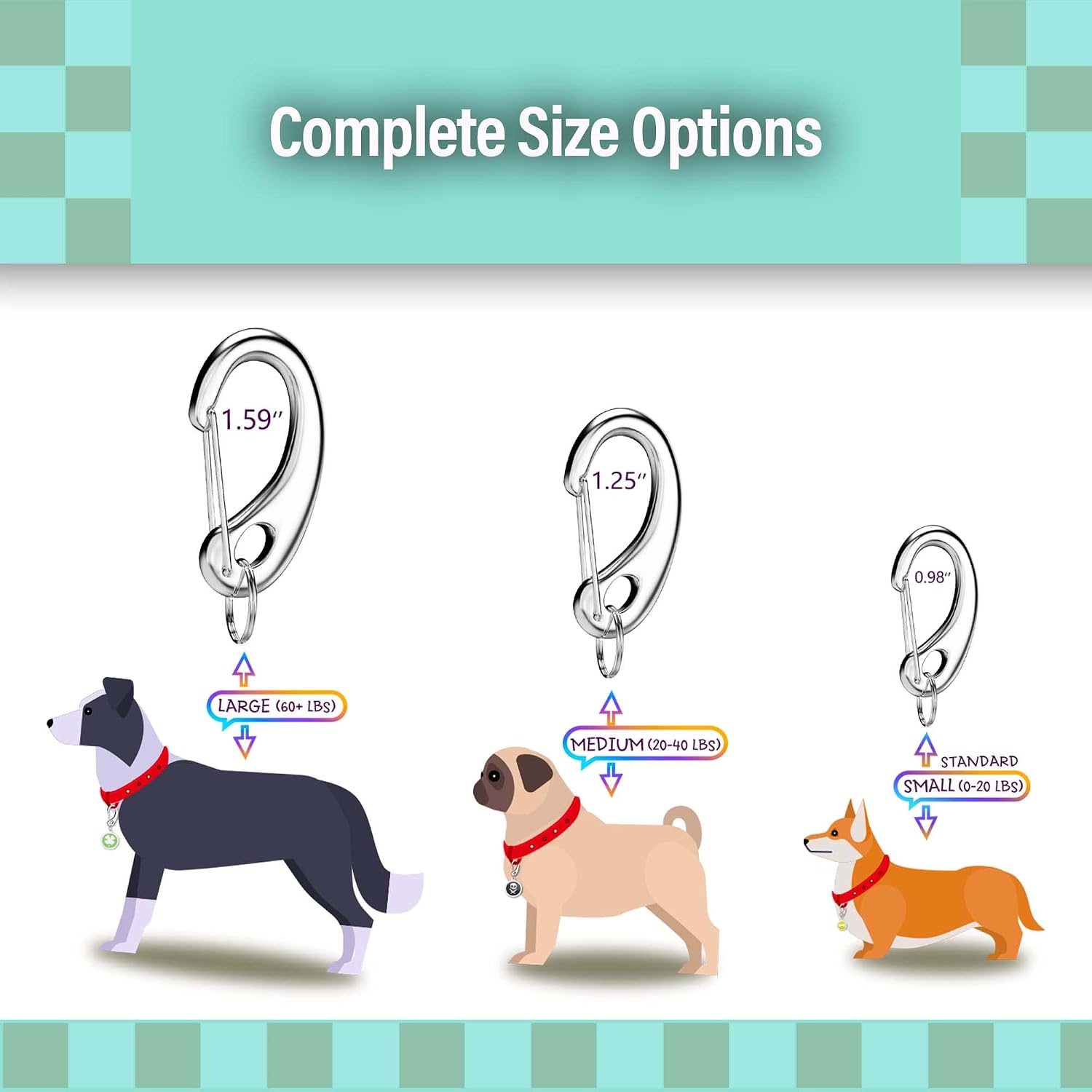 Pet Tag Quick Clip/Sping-Load Hook Combo for Pet ID Tags - 2 Standard w/Pack of Split Rings image 3