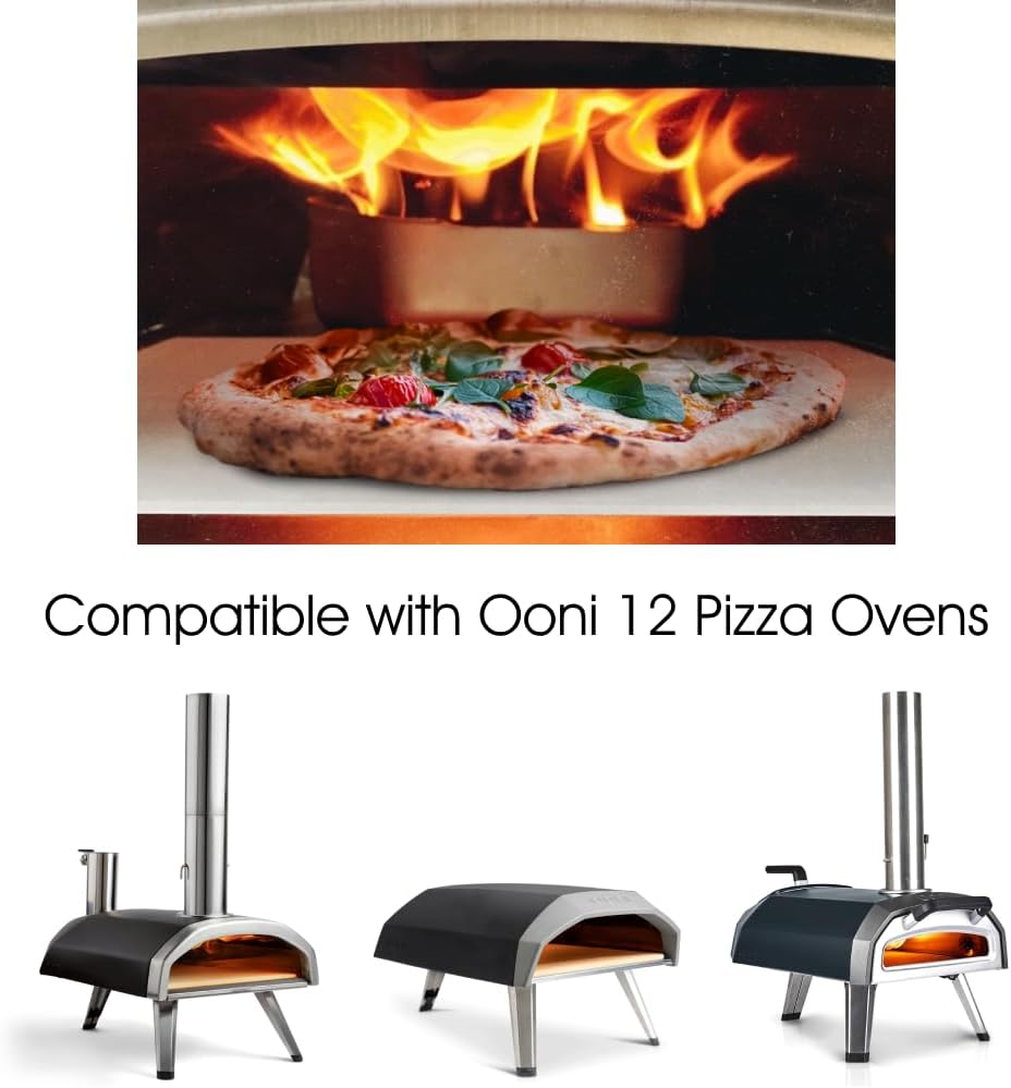 FibraMent Premium MicroLine Technology Replacement for Fyra 12, Karu 12 and Koda 12 Ooni Pizza Ovens, 13.2" x 13.2" x 0.6", Superior Heat Retention, Even Cooking, Dual-Sided Professional Chef Baking