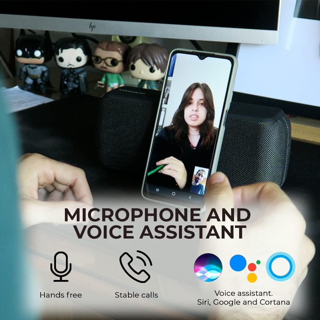 Person using VULKKANO Blast XL for a video call on a smartphone