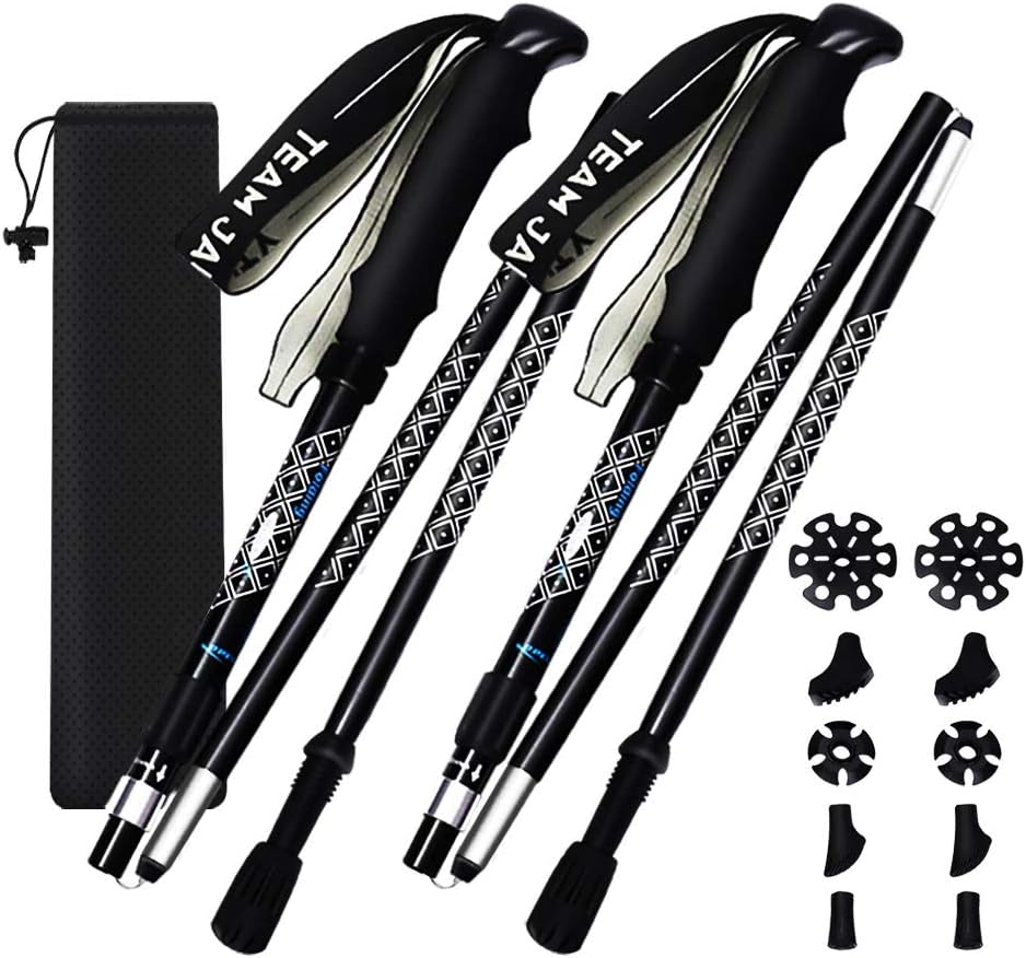 2Pcs Collapsible Trekking Poles - Adjustable Hiking Walking Sticks, Aluminum Alloy 7075 Trekking Sticks with Adjustable Quick Flip-Lock, Telescopic, U