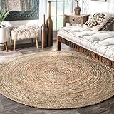 nuLOOM Rigo Hand Woven Jute Rug, 8' Round, Natural