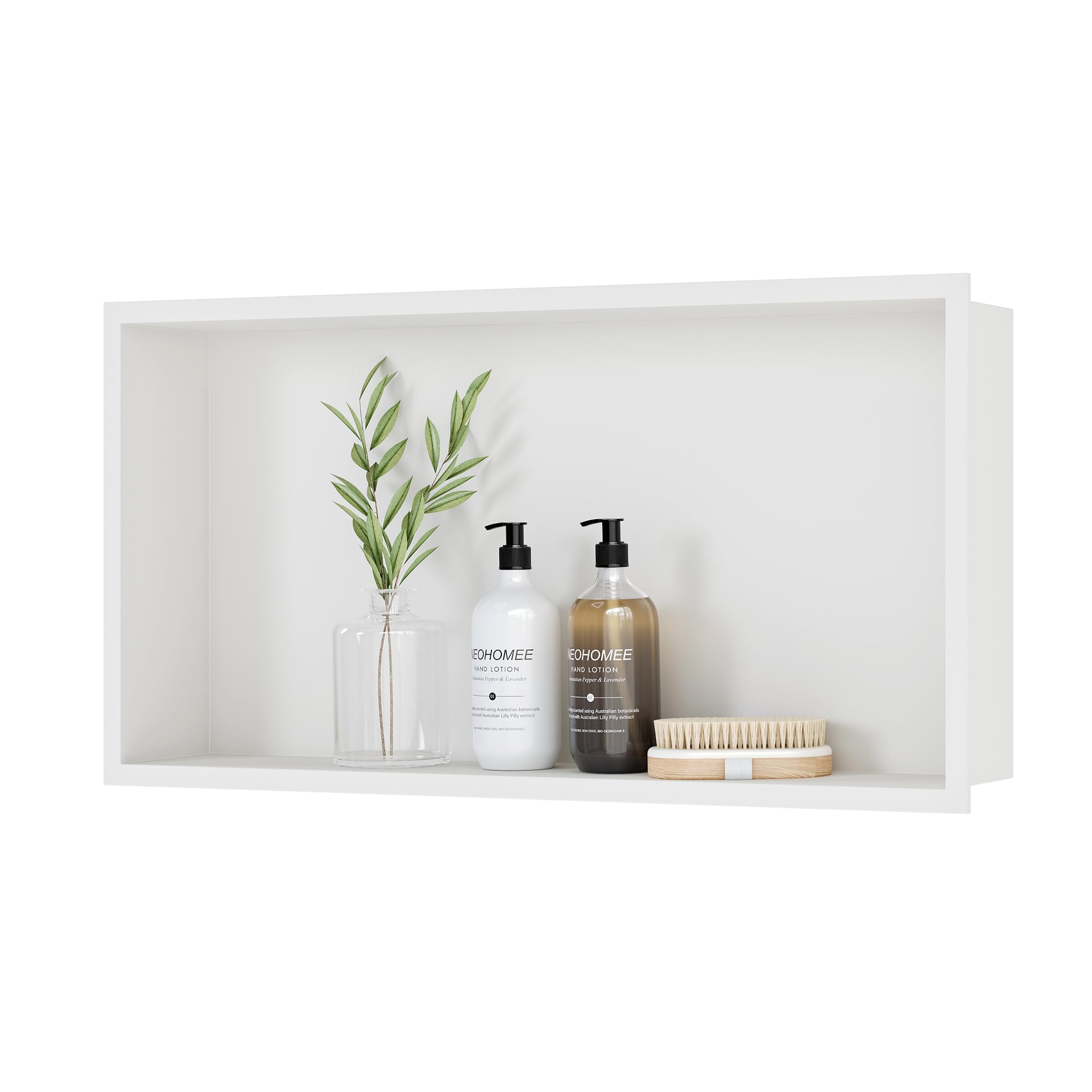 Neodrain Shower Niche Stainless Steel Wall Niche Recessed Single Shelf Shower Storage for Bathroom 60 x 30 cm, White — image 1
