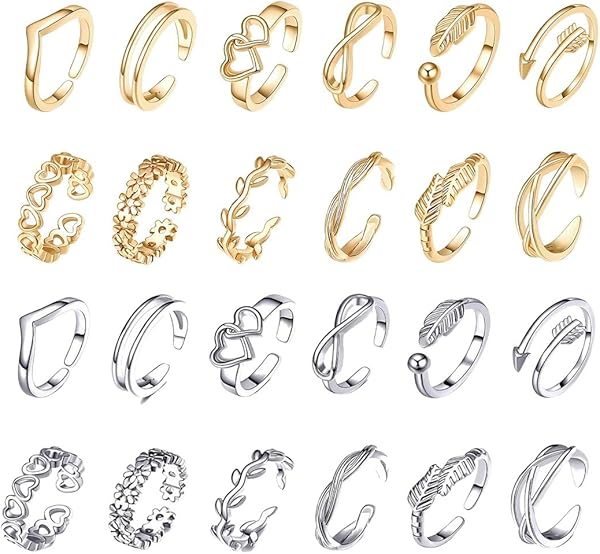COYUN 24 Pcs Anneaux ouverts et réglables pour femmes