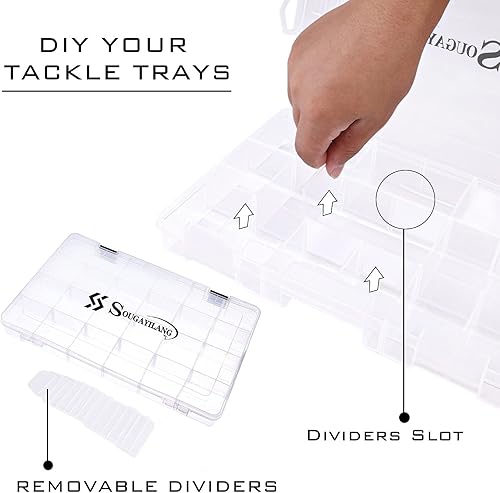 Miniatura 2 de Sougayilang Cajas de aparejos de pesca - 3600 3700 caja organizadora de almacenamiento de plástico con divisores extraíbles - Almacenamiento de