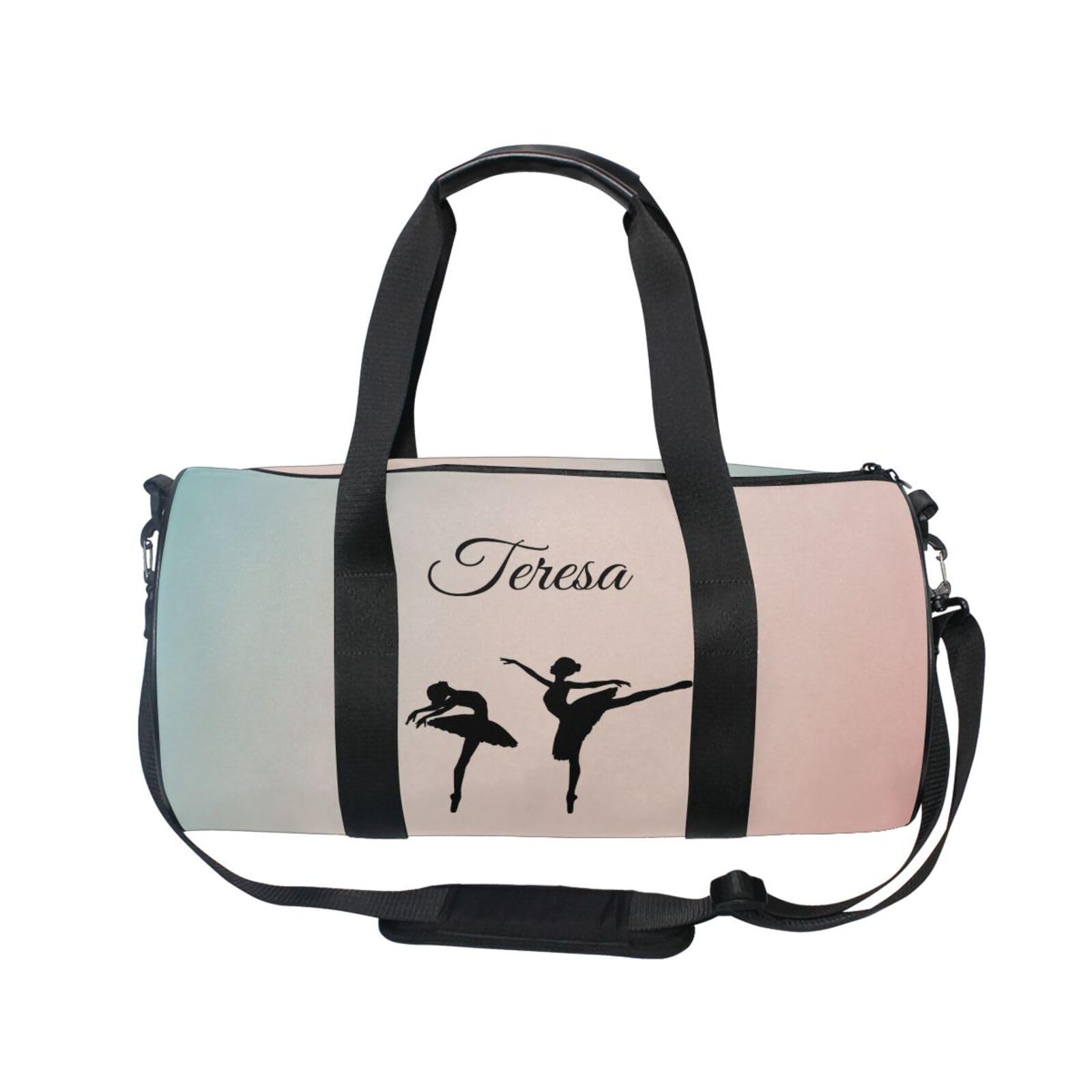 Personalized Dance Bag Gym Bag for Girl, Abstract Pastel Painting Rainbow Custom Sport Duffel Bag Weekender Bags Travel Duffel Bag Gymnastics