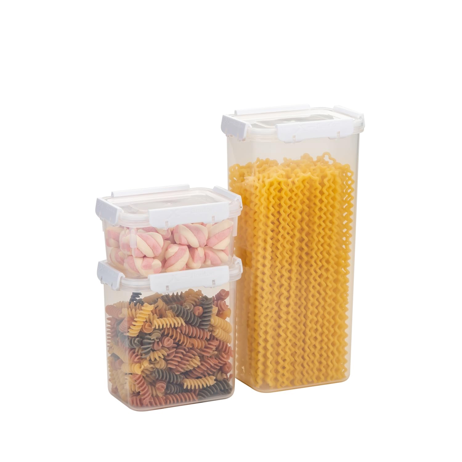 Photo 1 of Pasta Containers Storage, 6 PCS Airtight Food Storage Containers With Lids for Kitchen Pantry Organization and Dry Food Canister For Pasta,Noodle,Grain,Bucket,Stackable and Leak-proof white pasta container