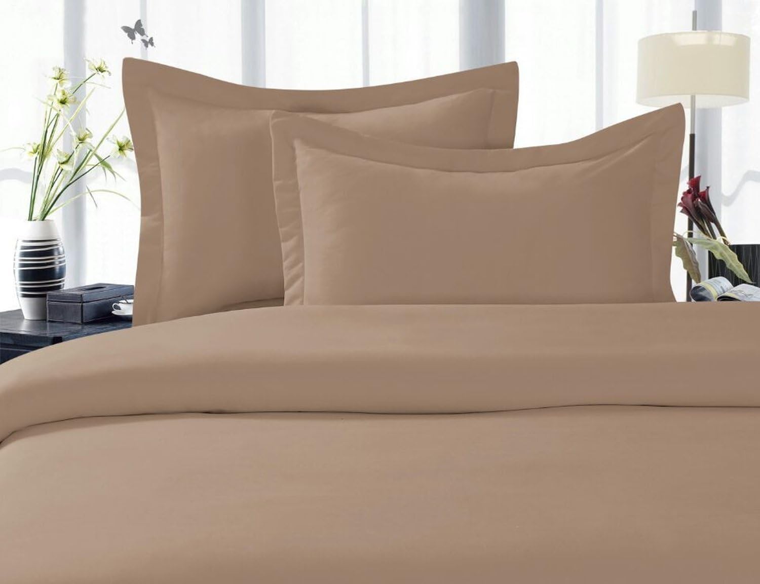Elegant Comfort 1500 Premier Wrinkle,Fade and Stain Resistant 4-Piece Bed Sheet Set, Deep Pocket, California King Taupe
