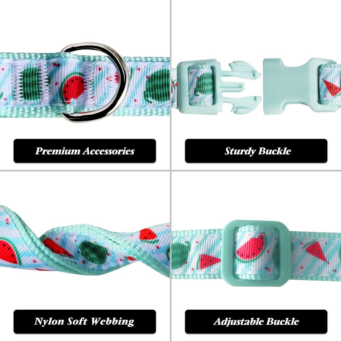 azuza Bowtie Dog Collar, Stylish and Comfy Watermelon Dog Collar with Bow Tie for Large Dogs image 2