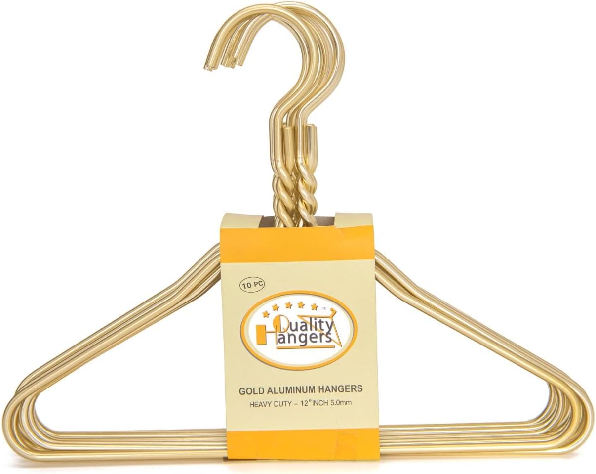 Beautiful Gold Aluminum Metal Suit Hangers Heavy Duty Coat Hangers (12" Kids/Toddlers Size - Aluminum)