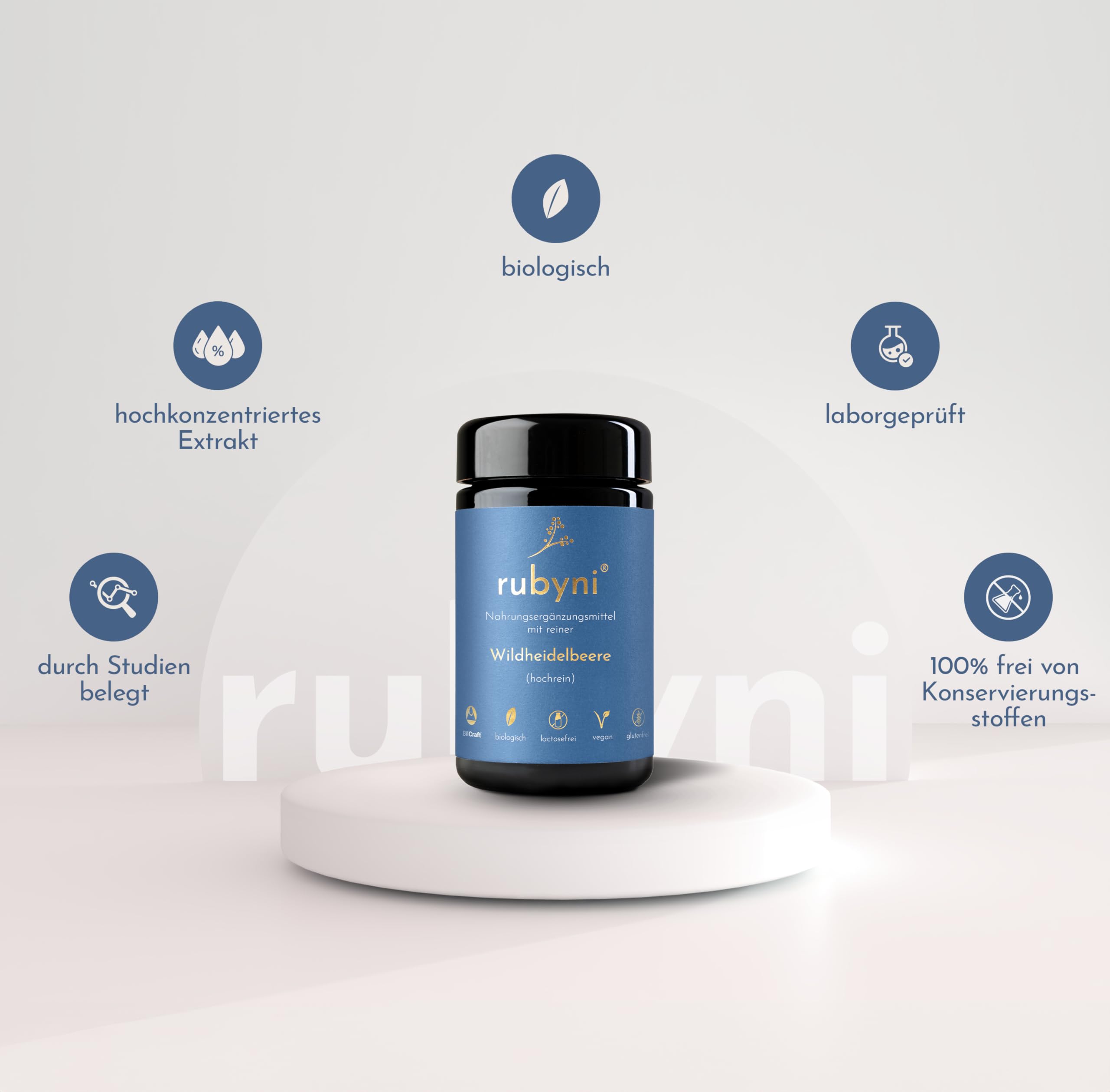 Wildheidelbeere - 90 Kapseln - 100% reiner Heidelbeeren Extrakt | Bio & Vegan - 820mg Wildheidelbeerextrakt pro Tagesdosis - Mit Polyphenolen & Anthocyanen - Hochkonzentriert - 100% BilCraft