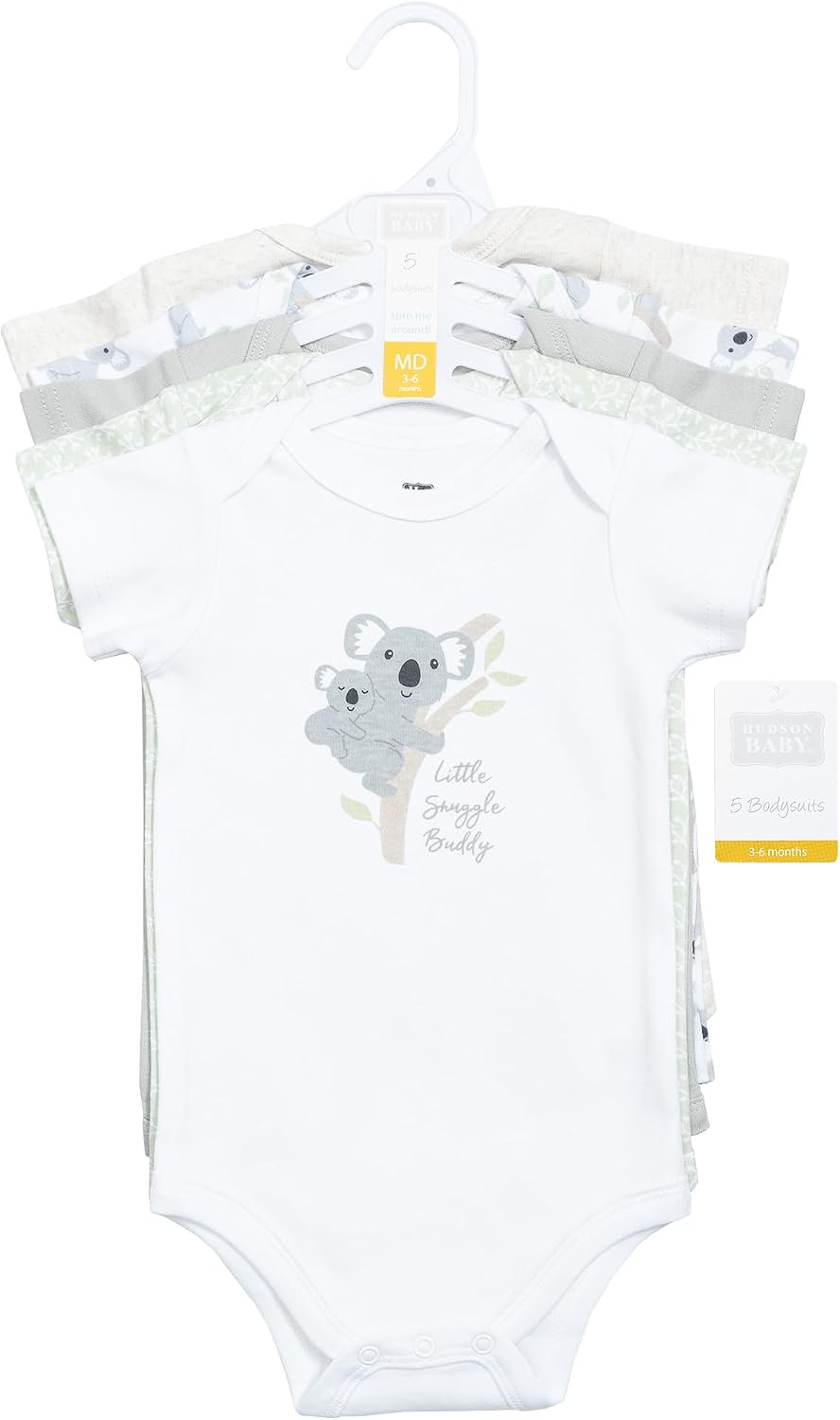 Hudson Baby Unisex Baby Cotton Bodysuits 5-Pack