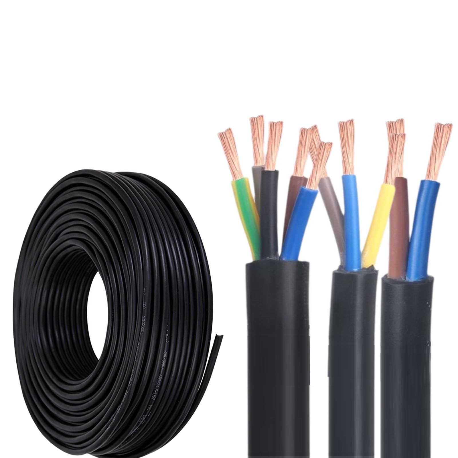 Cable RVV Flexible, 2/3/4 Núcleos, Conductor De Cobre, 0,75–2,5 Mm², Funda PVC, Ignífugo, Para Cableado Doméstico, Electrodomésticos E Instalaciones Eléctricas(100ft,2.5mm2-4c)