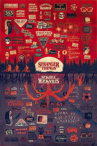 POSTER STOP ONLINE Stranger Things - TV Show Poster (The Upside Down - Infographic - Quotes & Pictograms) (Size 24  x 36 )