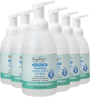 ForPro Alcohol-Free Foaming Instant Hand Sanitizer, Moisturizing, Dye-Free Formula, Eucalyptus Tranquility Scent, 20 Fl Oz (Pack of 6)