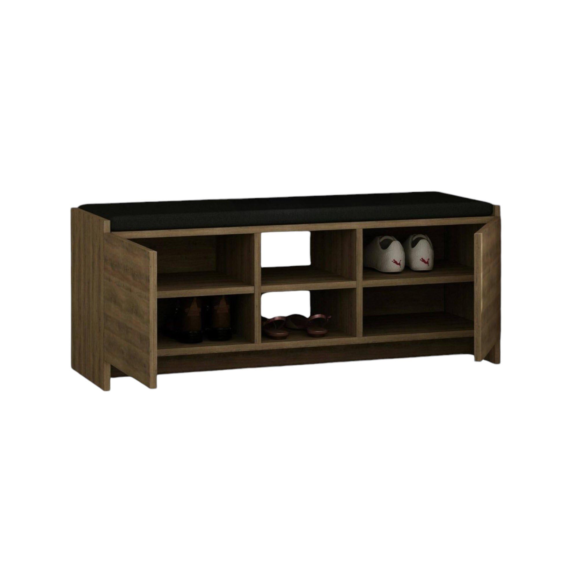 Dmora - Scarpiera Algedi, Mobile portascarpe, Armadio da ingresso multiuso, Mobiletto per calzature, 110x37h43 cm, Rovere
