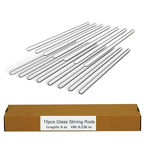 Vista 15 de Paquete de 15 varillas mezcladoras de vidrio: Diámetro 0.196 pulgadas, longitud 8 pulgadas, varillas de vidrio para agitar de vidrio borosilicato