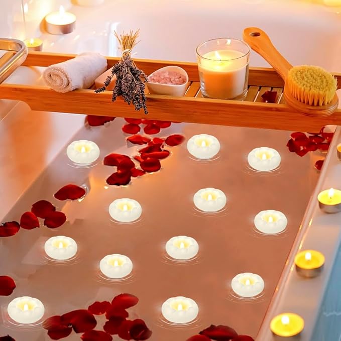 PUNPUBA 36pack Flameless Led Floating Candles, 3” Plastic Tealights Battery Operated Flickering 100+ Hour Waterproof for Cylinder Vases, Centerpieces at Wedding, Party, Pool, Holiday (White) photo 6