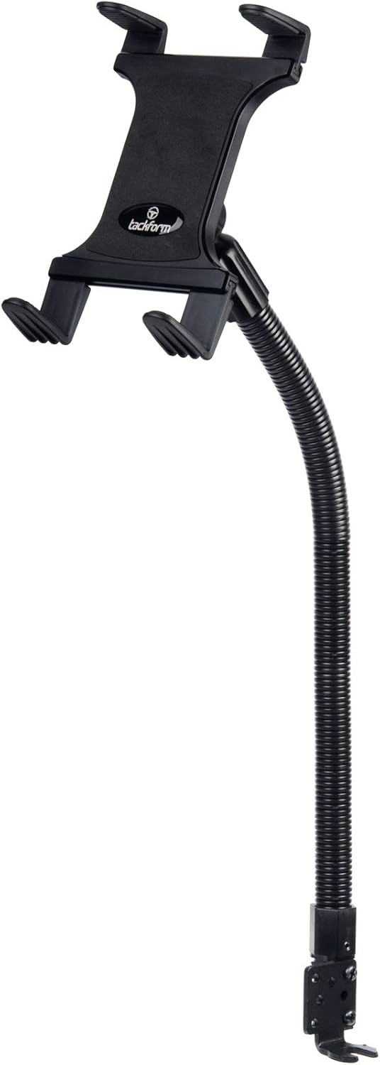 Tackform Tablet Mount for Car and Truck Industrial 18 Inch Aluminum Rod Gooseneck Seat Rail Holder for Taxi, Van, Vehicle, Semi, etc. Compatible with iPad, Galaxy, Surface Pro and More.