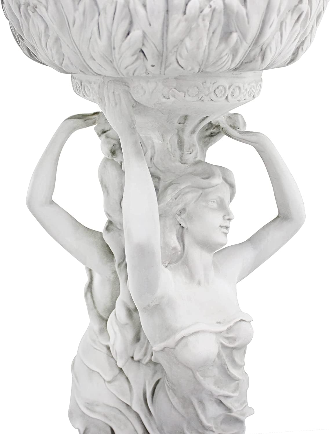 Design Toscano Les Filles Joyeuses Dancing Maidens Pedestal Column Plant Stand with Urn, 36 Inch Tall, Cast Stone Resin, Antique Stone Finish