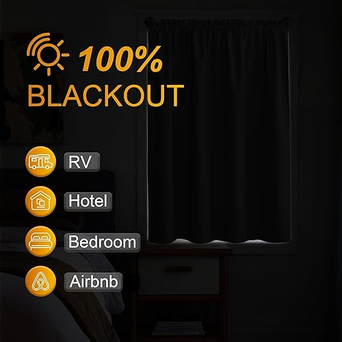 Miniatura 5 de NICETOWN Cortinas 100% opacas portátiles aptas para inquilinos de 78 pulgadas de largo, ligeras para mejorar el sueño, tratamientos de ventana de