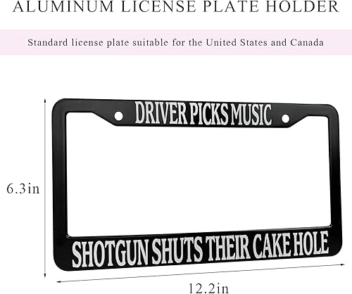 Miniatura 2 de Driver Pick - Marco de matrícula musical, marco de matrícula trasero y delantero personalizado con 2 agujeros, divertido soporte de placa de 12 x 6