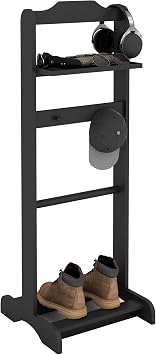 Suit Valet Stand for Men, Clothes Garment Rack with Tray, Black