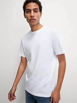 T-shirt Homme Marks & Spencer Coton Bleu Motif Géométrique Taille L Manches Courtes