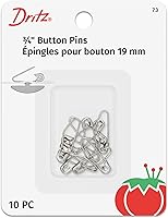 Dritz 73 Button Pins Size 00 Nickel-Plated Brass 10-Pack for Delicate Shank Buttons - Removable & Interchangeable