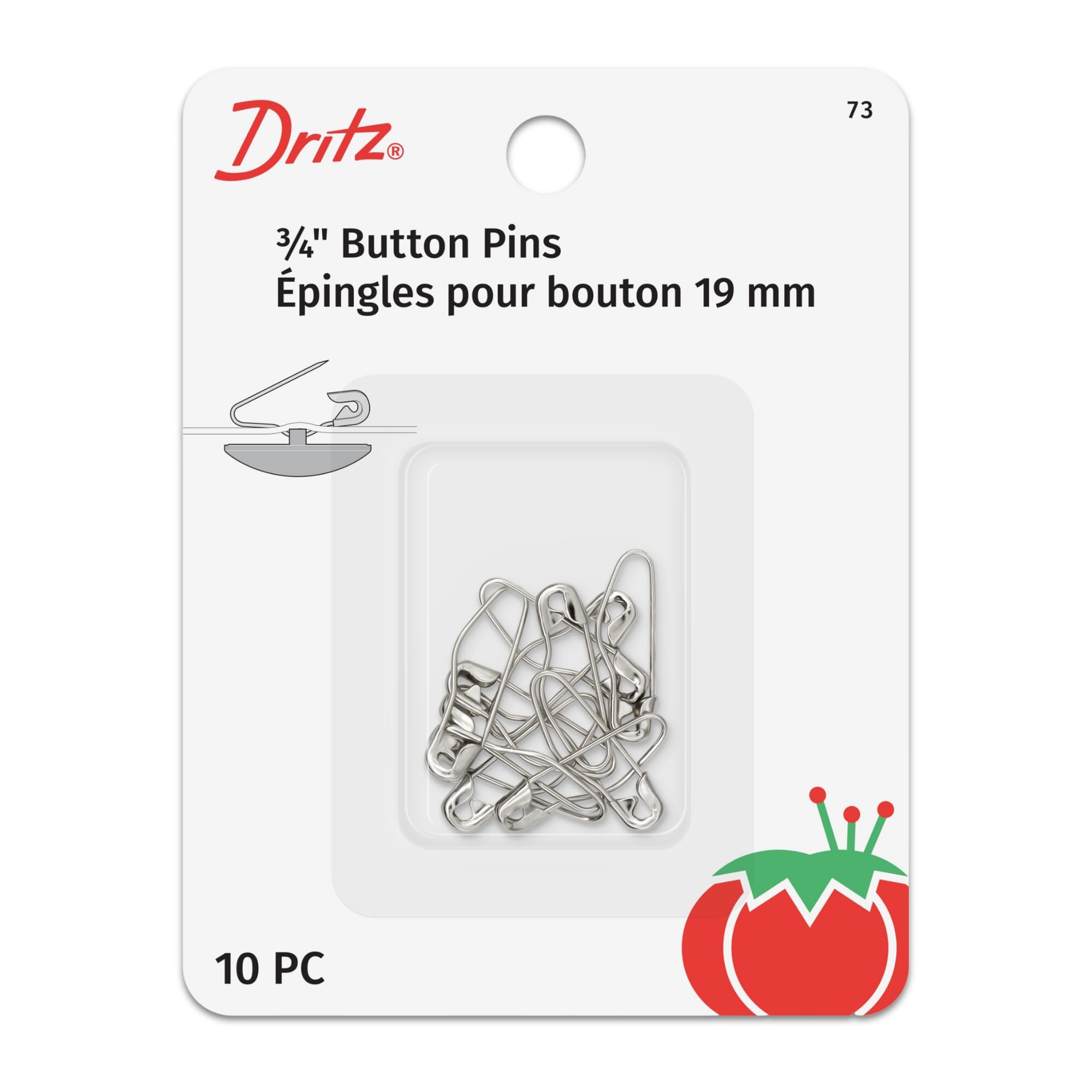 Amazon.com: Dritz 73 Button Pins, Size 00, Nickel (10-Count)