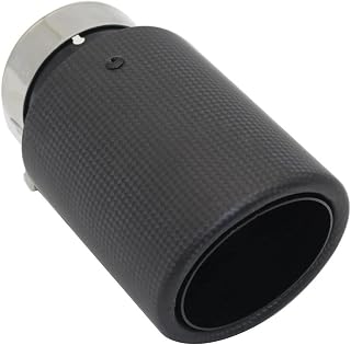 SRQORT Tubo De Escape Punta De Silenciador De Fibra Carbono Mate Boquilla De Silenciador De Tubo De Escape Prensado Universal De Acero Inoxidable Color Negro Tubos Extremo Coche(60mm-89mm)