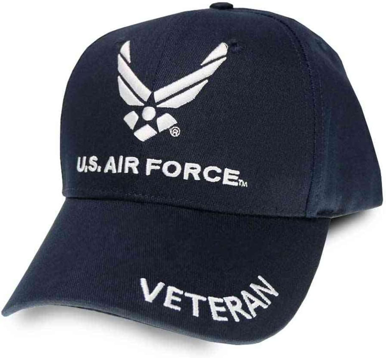 VetFriends.com US Air Force Veteran Baseball Hat with Embroidered Air Force Wings Logo - Officially Licensed Blue