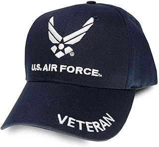 VetFriends.com US Air Force Veteran Baseball Hat with Embroidered Air Force Wings Logo - Officially Licensed Blue