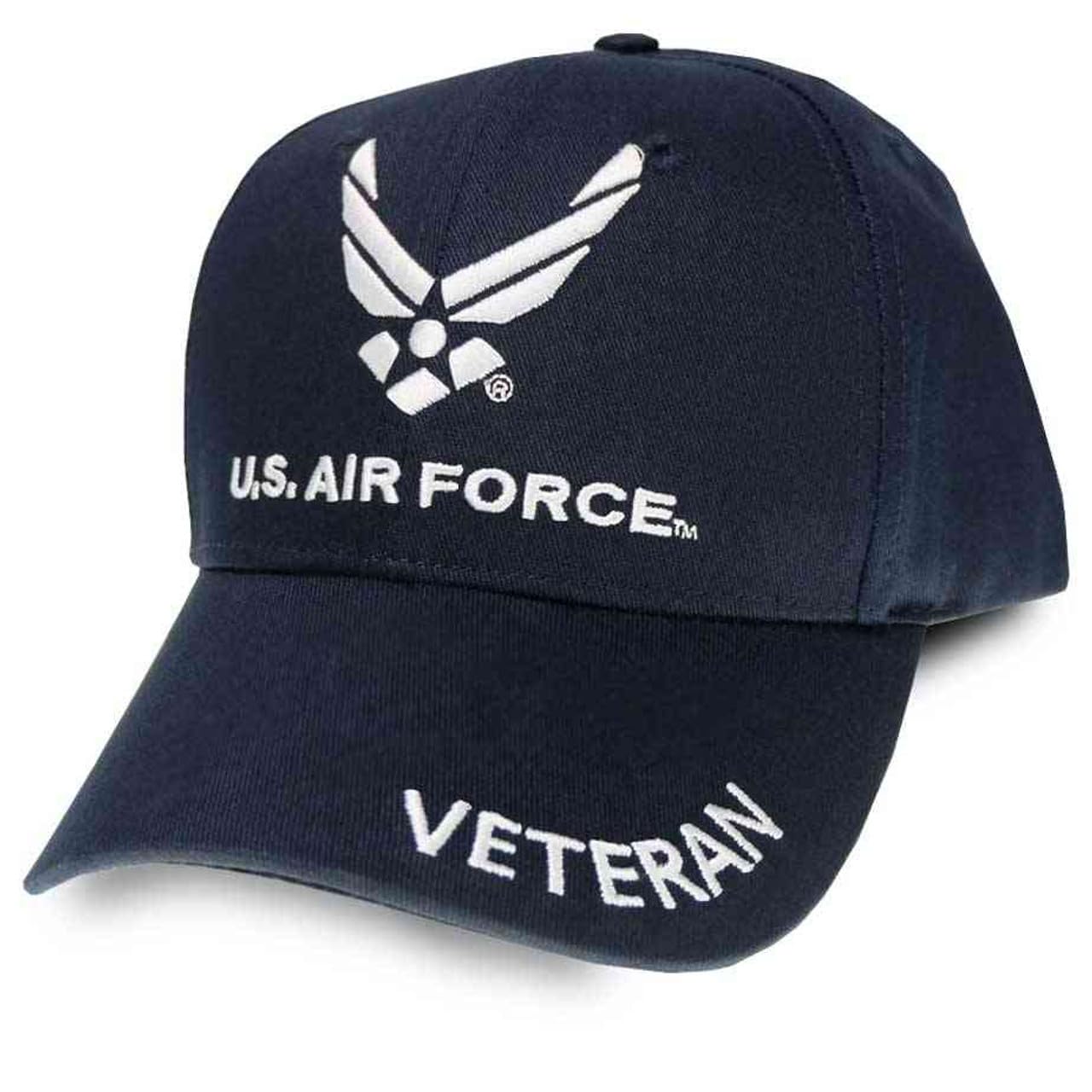 Air Force Veteran Baseball Hat with Embroidered Air Force  Wings Logo Officially Licensed Blue