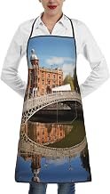 Dublin Ireland Ha Penny Bridge River Print Unisex Adjustable Cooking Apron Pockets Adults Soft Baking And Grilling Gardening