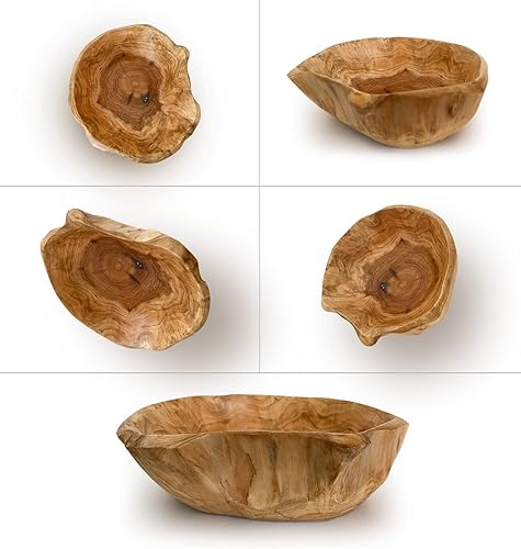 Miniatura 5 de Cuenco de madera, cuencos de madera hechos a mano con guirnalda de cuentas de madera, natural, frutero, cuenco para llaves para decoración, 8 a 10