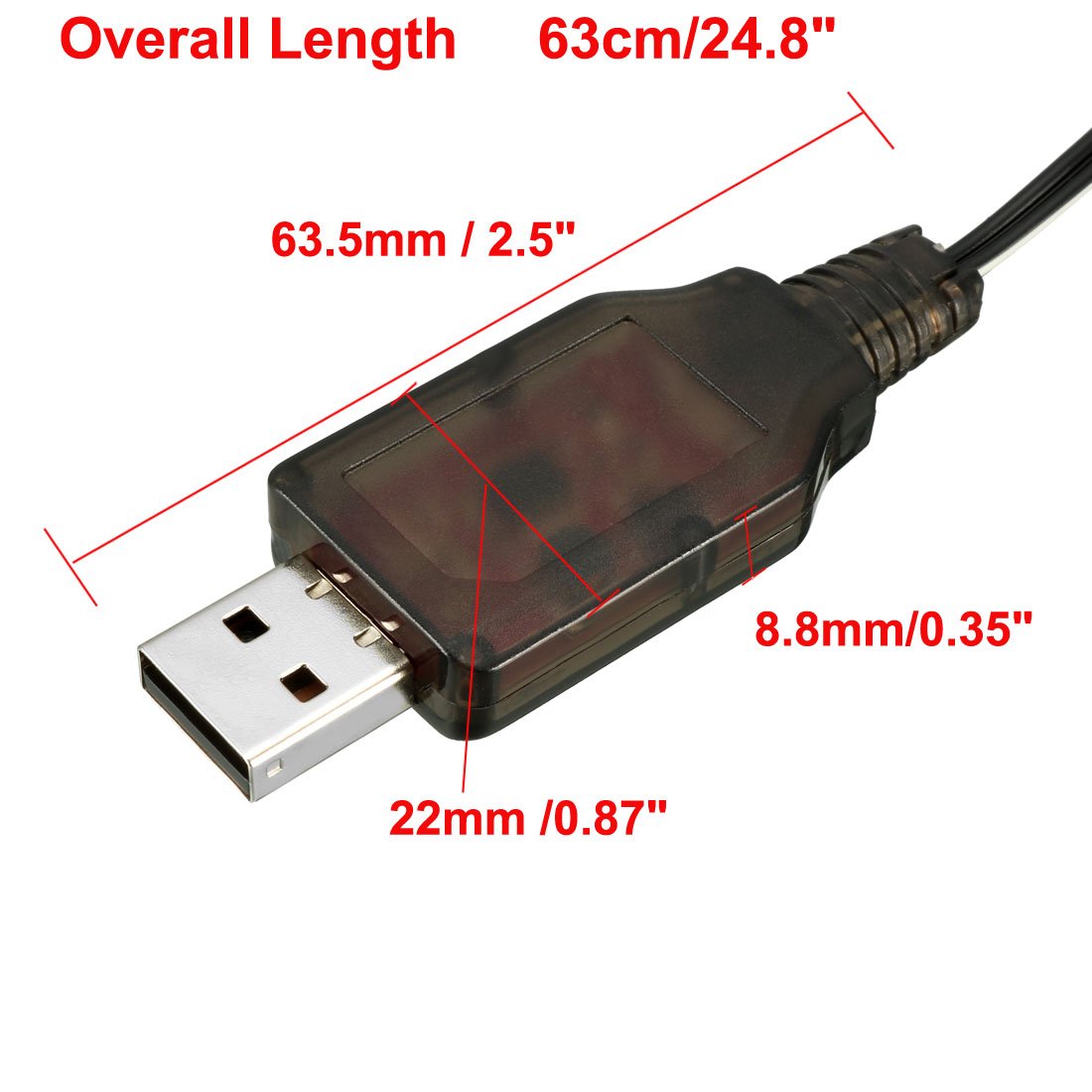 uxcell 2pcs EL-2P Reverse USB Charging Cable For RC Car 4.8 V 250mA Ni-MH Ni-CD Battery