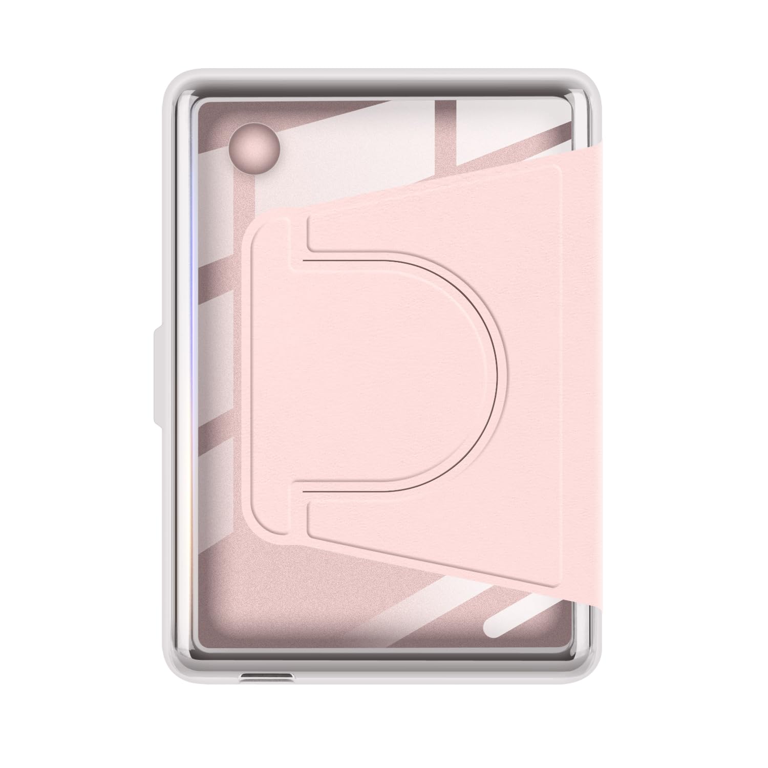 YoungMe Custodia girevole a 360 gradi per Kobo Clara BW 2024 da 6", design magnetico staccabile, supporto regolabile, retro trasparente, con funzione di accensione e spegnimento automatico (rosa)