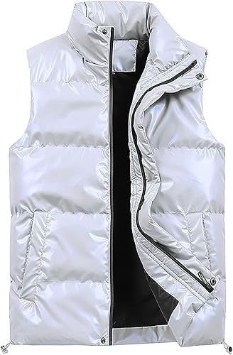 Miniatura 2 de RTRDE Chalecos para hombre, ropa de abrigo casual de invierno, con forro polar, chaleco acolchado, M-7XL