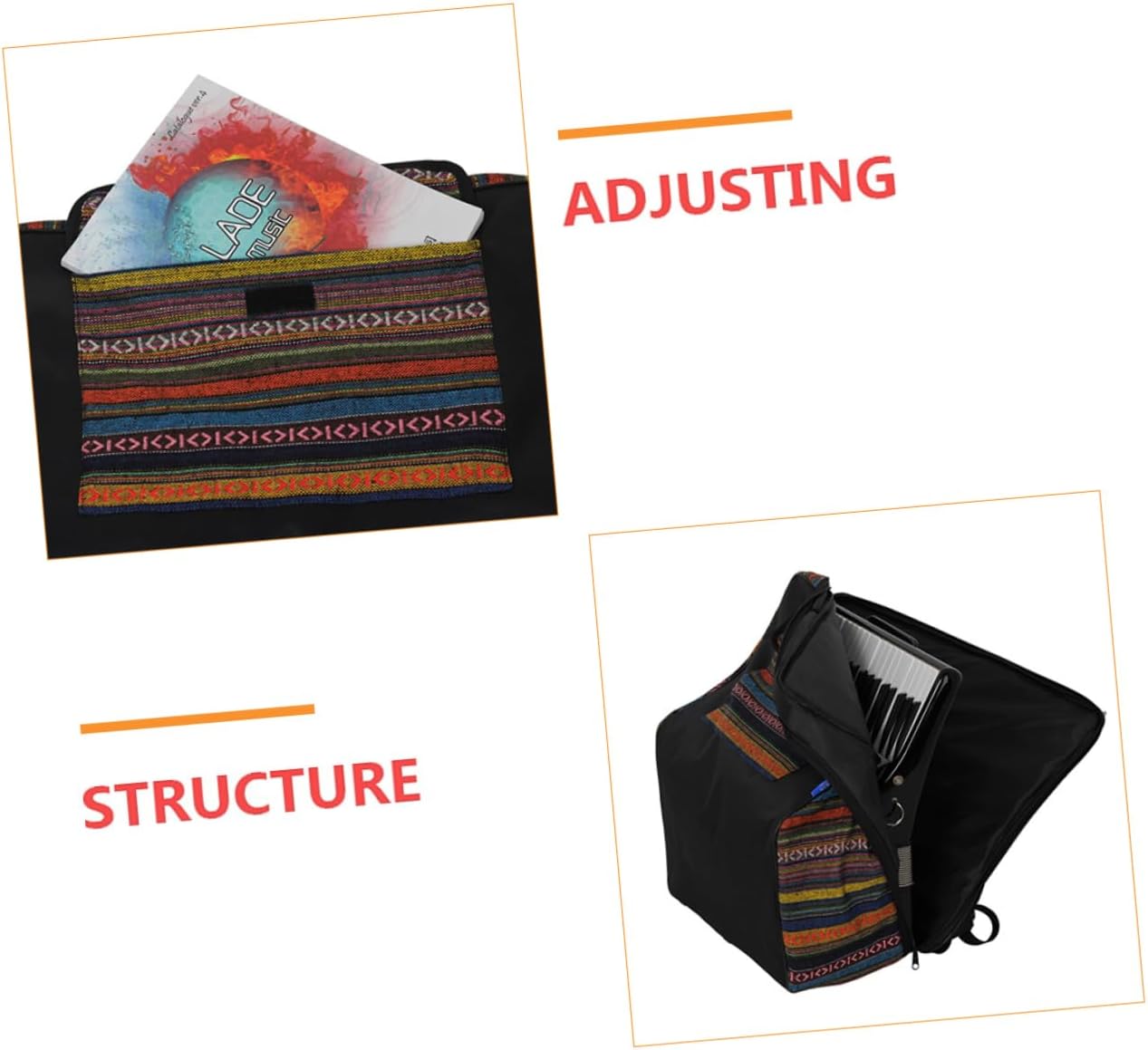 Thick Padded Accordion Bag for 48-120 Bass Black Cotton Backpack Portable Music Instrument Carrying Case Adjustable Straps image 5
