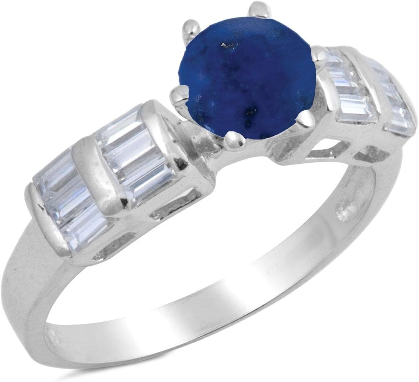 CHOOSE YOUR COLOR Sterling Silver Round Solitaire Ring