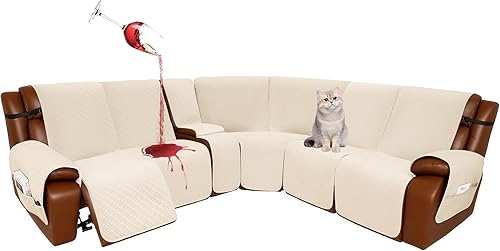 Miniatura 59 de Fundas de sofá seccional reclinable 100% impermeable de terciopelo para sofá seccional en forma de L, juego de fundas de sofá de esquina acolchadas