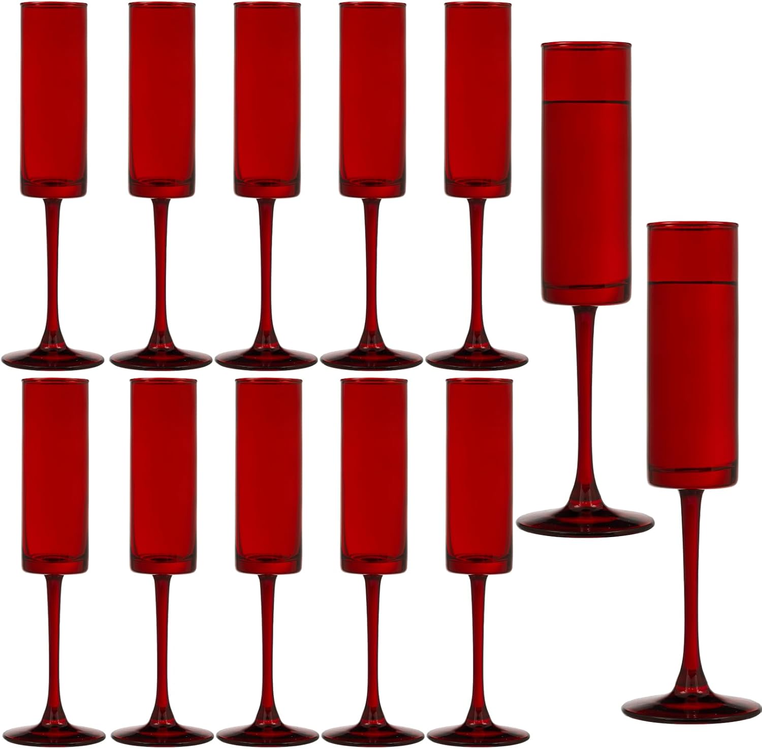 6 Pieces Green Champagne Flutes 6 OZ Straight Sided Wine Glasses Champagne Long Stem Drinking Colored Glasses,Set of 6 Hand Blown Champagne Flutes Goblets for Wedding Cocktail Cups,Cava, Prosecco