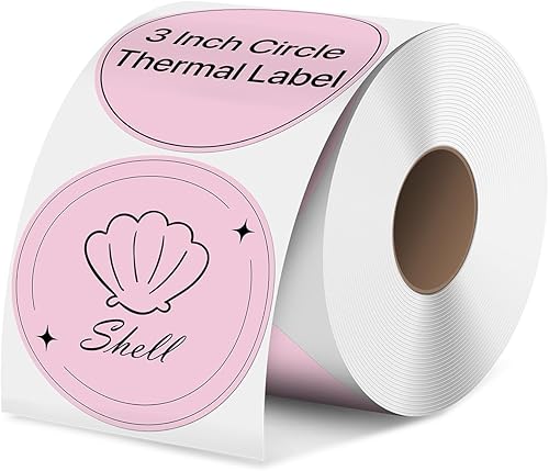 iEager Etiquetas adhesivas térmicas circulares de 3 pulgadas, etiqueta térmica directa redonda autoadhesiva, calcomanías térmicas en rollo