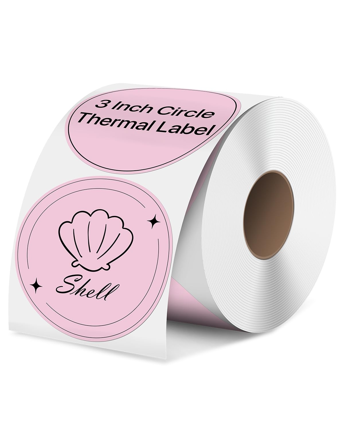 iEager Etiquetas adhesivas térmicas circulares de 3 pulgadas, etiquetas térmicas directas redondas autoadhesivas, rollo de calcomanías térmicas multiusos, 500 etiquetas, rosa