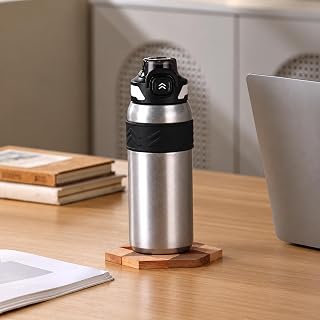 Garrafa Térmica Inox 600ml Com Canudo Isolamento a Vácuo para Academia Escritório e Viagens (Cinza)